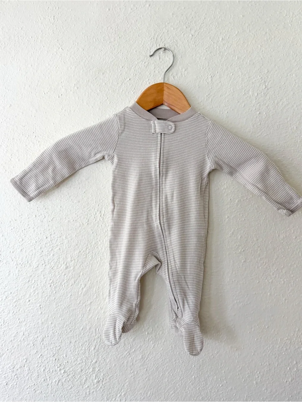 Carter's Taupe Cream Stripe 2-Way Zipper Footed Sleeper